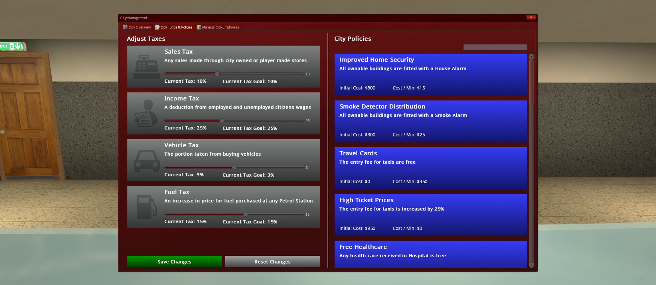 Mayor Tax Policies UI